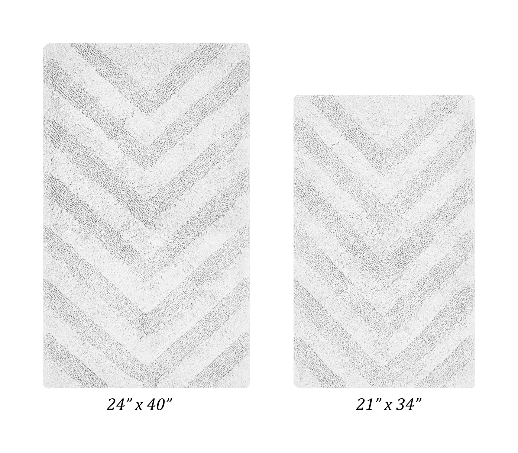 Better Trends 2 Piece Bathroom Rug Set 100% Cotton Extra Soft Tufted Bath Rug Water Absorbent Non-Slip Bath Mat Machine Washable (White) Hugo Collection