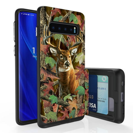 Galaxy S10 Case, PimpCase Slim Wallet Case + Dual Layer Card Holder For Samsung Galaxy S10 [NOT S10e OR S10+] (Released 2019) Deer Outdoors Hunting (Best Hunting Release 2019)