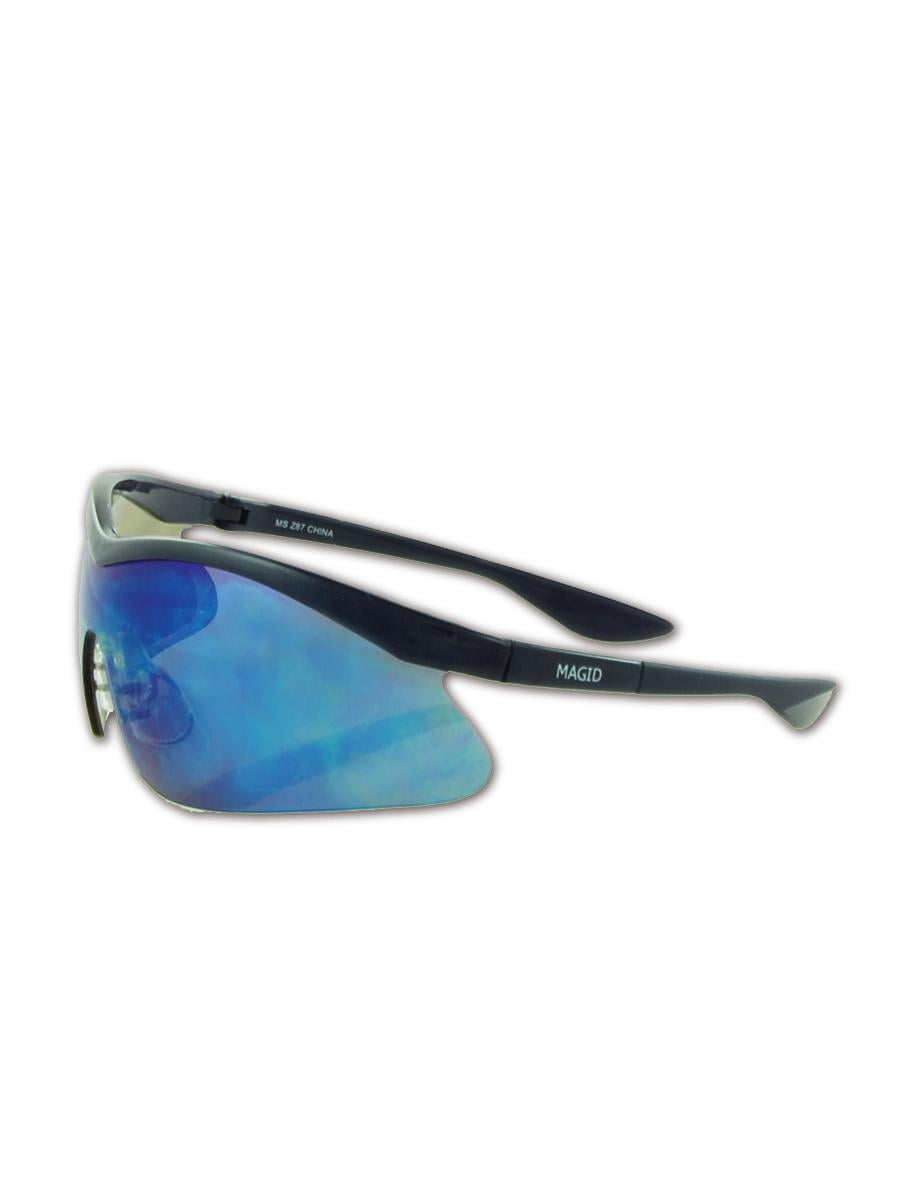 Magid Gemstone Zircon Safety Glasses, Blue Mirror Lens, Pair by