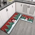 thumbnail image 4 of Snowman Merry Christmas Kitchen Rugs Set Of 2 Non Slip Kitchen Floor Rug and Mat Cushioned Kitchen Runner Rug Standing Area Mat Carpets for Farmhouse Decor 17"x47"+17"x30" Black Edging, 4 of 7