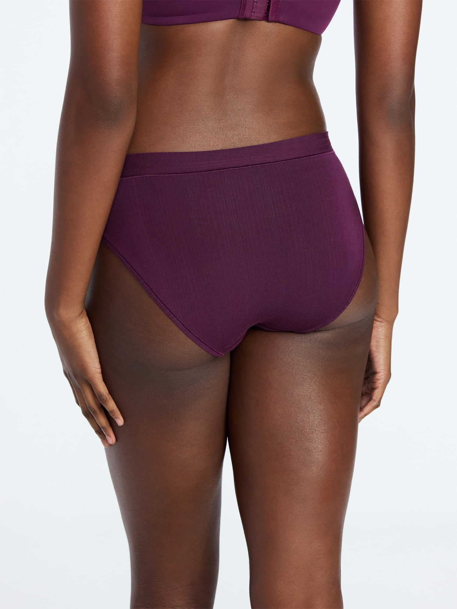 Joyspun Women's Ribbed Modal High Cut Brief Panties, 3-Pack, Sizes XS-3XL
