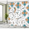 thumbnail image 5 of Ambesonne Boho Shower Curtain, Tribal Bohemian Feather, 69"Wx70"L, Teal Orange Black, 5 of 5