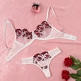 thumbnail image 2 of Lencería de encaje Sexy para mujer, conjunto de sujetador y bragas semitransparentes, Bralette bordado de flores, ropa interior de pecho de reunión, 2 of 5