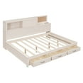 thumbnail image 3 of Miekor Furniture Full Size Wooden Daybed with 3 Storage Drawers, Upper Soft Board, shelf, and a set of Sockets and USB Ports, White MK4472, 3 of 12