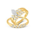 thumbnail image 1 of FB Jewels 10k Yellow Gold Diamond Marquise-shape Cluster Bridal Wedding Trio Mens Womens Ring Band Set Size 7, 1 of 4