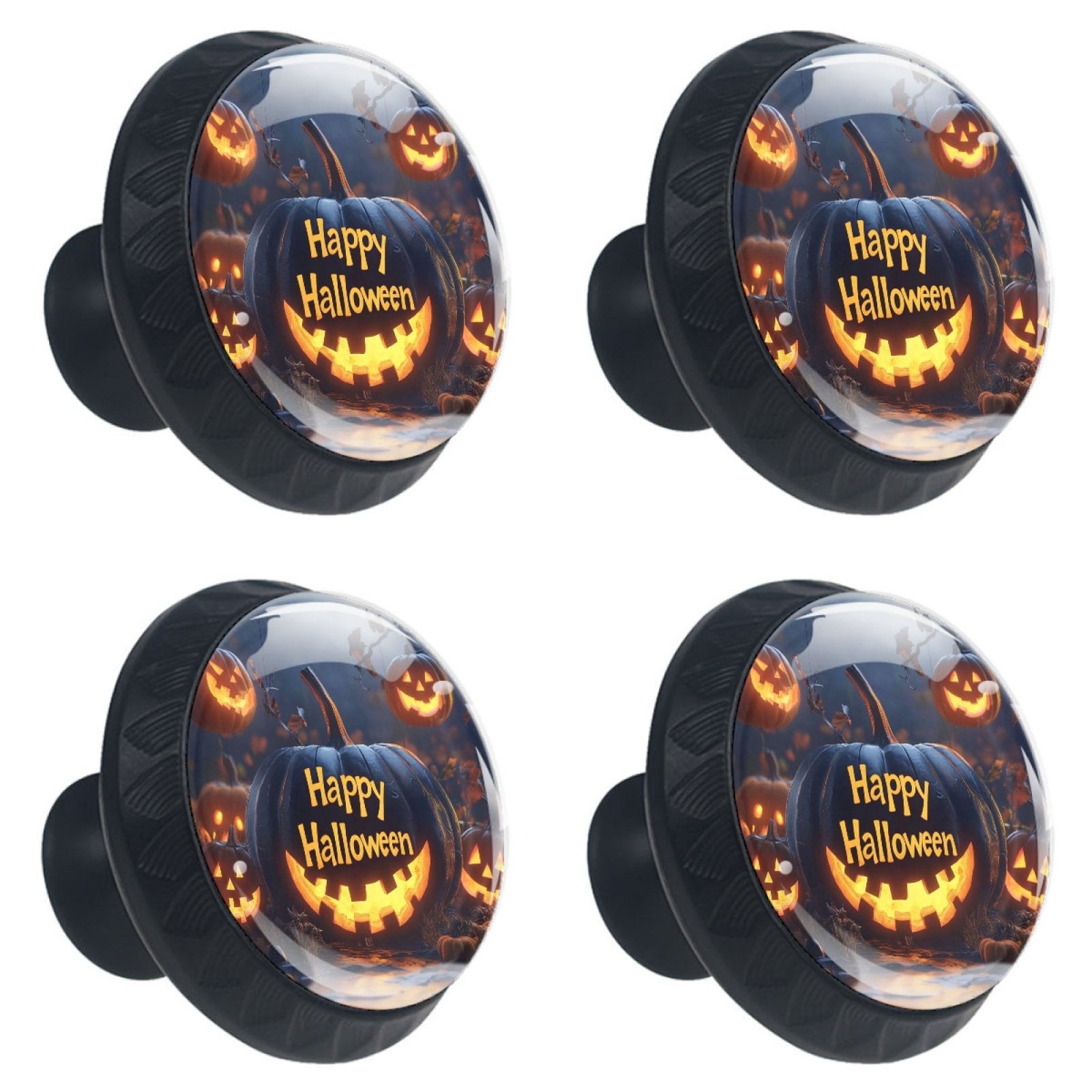 4 Pcs Happy Halloween Knobs for Kitchen Cabinet Cupboard Dresser Bookcase Drawer Pulls Handles Round Home Decor