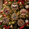 thumbnail image 5 of DIY Diamond Art Painting Christmas Wooden Ornaments Kit (Set of 6), Round Christmas decorations | Special-Shaped Gem & Pearl Hanging Craft Decor with Twine for Holiday Window Christmas Tree Home, 5 of 6