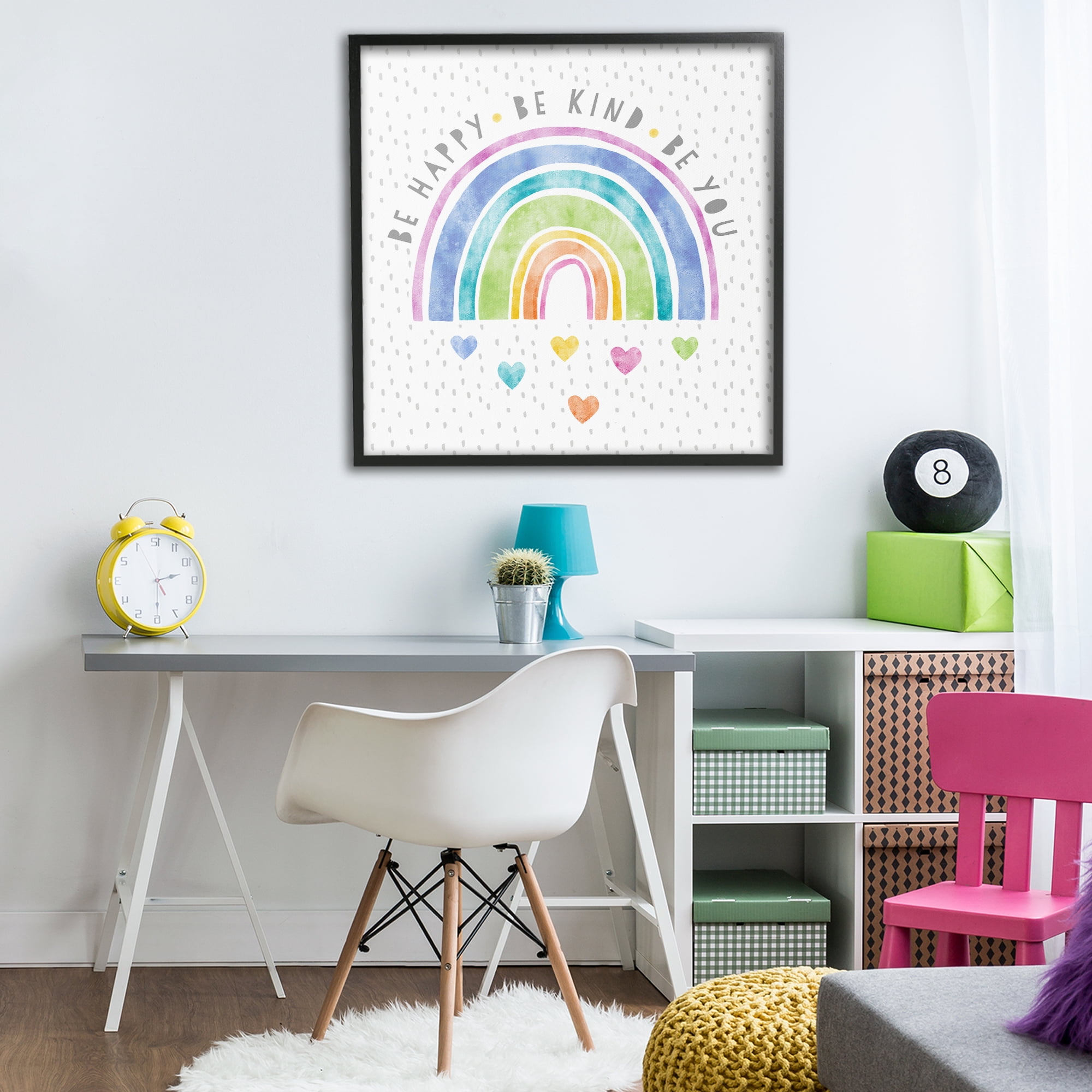 Stupell Industries Be You Hearts & Rainbow Black Framed Giclee Art, design by Suzanne Nicoll