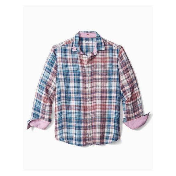 $128 Tommy Bahama Men's, Madrona Madras Long-Sleeve Linen Shirt, Multi, L