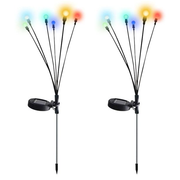 Lámpara solar de 2 piezas, uso conveniente, decoración de patio para decoración al aire libre (luz de color)