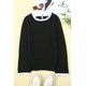 thumbnail image 4 of ABPHQTO Suéter de punto de cuello redondo con volantes lisos negros para mujer, 4 of 5