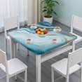 thumbnail image 3 of Blue Gold Marble Pattern Square Fitted Tablecloth with Elastic Edge,Square Table Cover,Washable Elastic Table Cover for Home Kitchen Party Decor 36"x36", 3 of 6