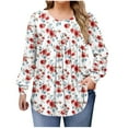thumbnail image 2 of Women's Plus Size Tops Printed Long Sleeve Round Neck Casual Bohemian Blouses​​, 2 of 6