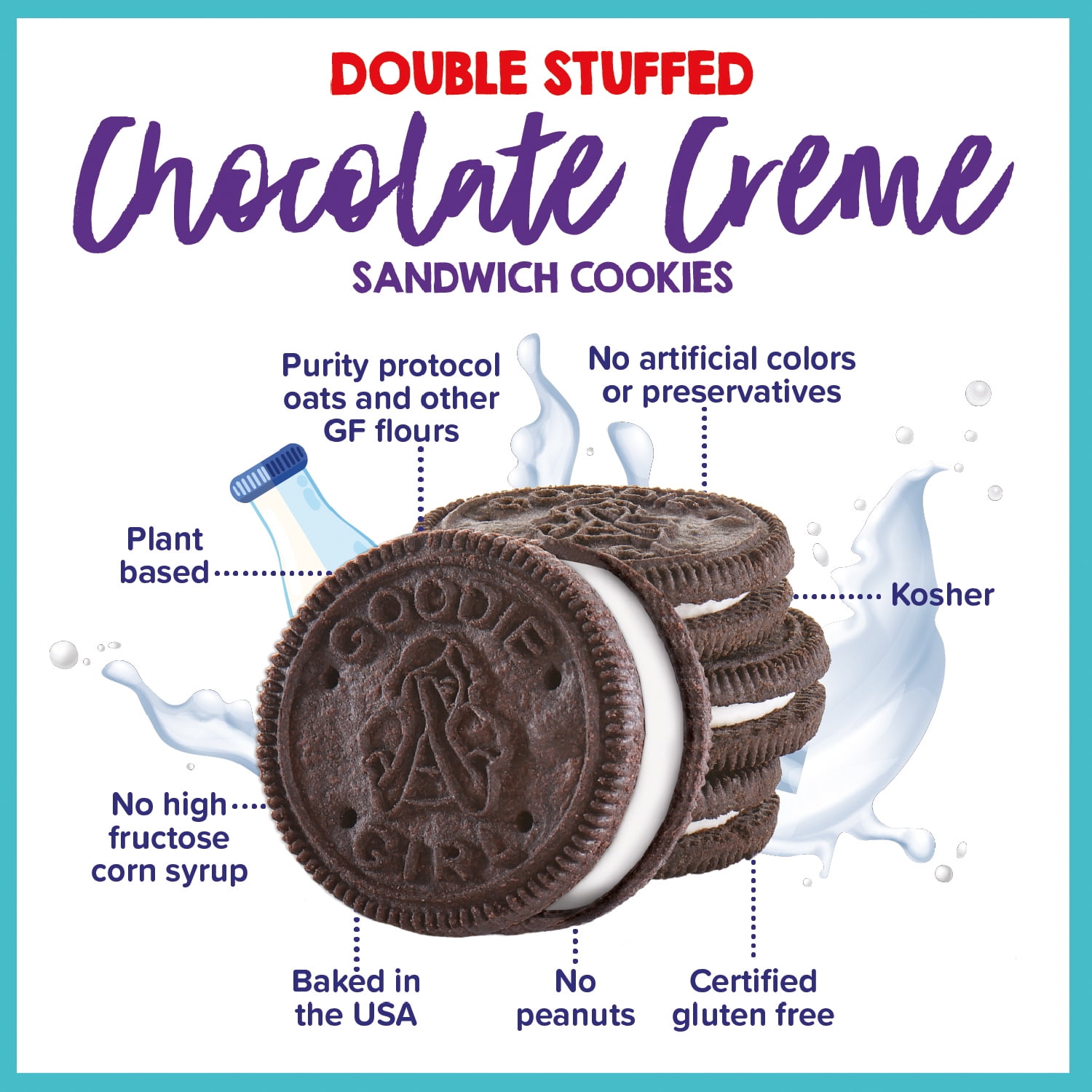 (6 pack) Goodie Girl Gluten Free Double Stuff Chocolate Crème Sandwich Cookies, 10.4 oz Box