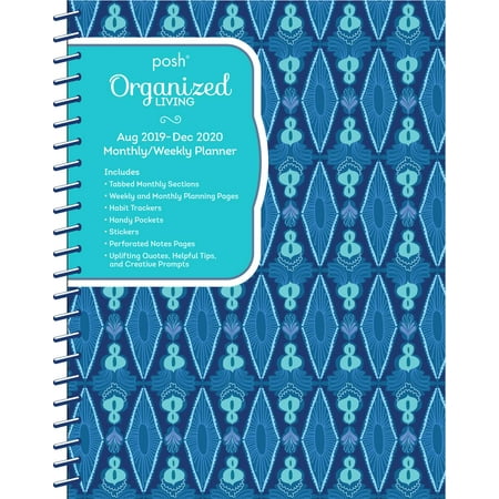 Posh: Organized Living 17-Month 2019-2020 Monthly/Weekly Planner Calendar : Blue (Best Way To Organize A Planner)