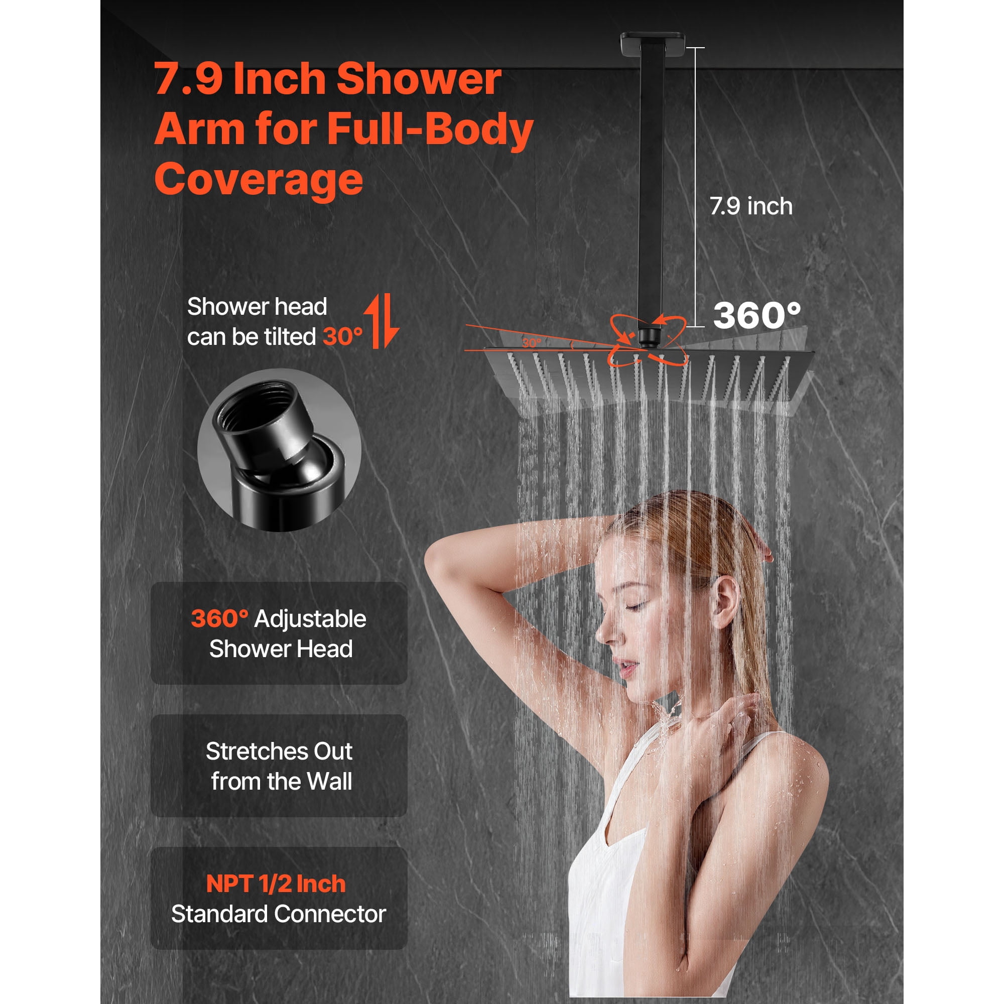 KFFKFF Shower Faucet Set with 10-Inch Square Rain Shower Head and Handheld Spray, Ceiling-Mounted Bathroom System with Brass Valve and Trim Kit, Matte Black