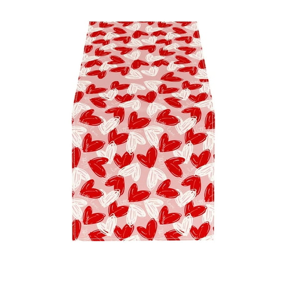 FYTPOV Pink Table Runner, Valentines Day Decorations, Romantic Hearts Printed Table Runner for Wedding Party, Christmas Runner for Table Home Decor, 13x71 inch