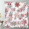thumbnail image 3 of Winter Christmas Shower Curtain Red and Grey Snowflake on White Shower Curtain Holiday Fabric Shower Curtain Set for Bathroom with Bath Mat and Hooks,70x70 inches, 3 of 6