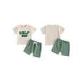 thumbnail image 2 of BemeyourBBs Toddler Baby Boys Golf Outfit Cute Infant Boy Summer Clothes Golf Crew Letter Embroidery Short Sleeve Round Neck T Shirt Tops and Pockets Shorts Set, 2 of 9