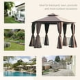 thumbnail image 6 of Outsunny 13' x 13' Patio Gazebo, Double Roof Hexagon Outdoor Gazebo Canopy Shelter with Netting & Curtains, Solid Steel Frame for Garden, Lawn, Backyard and Deck, Coffee, 6 of 8