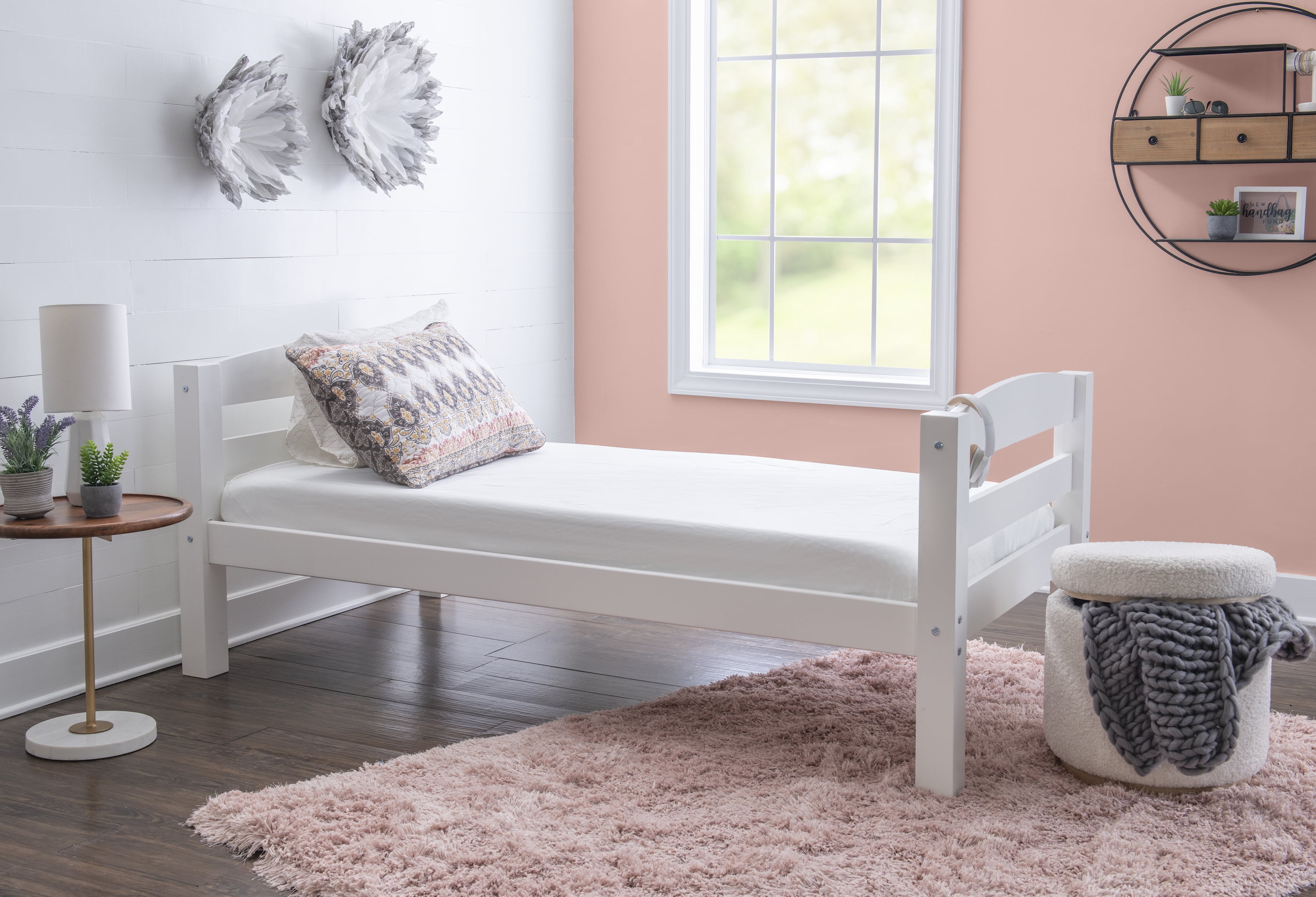 Channon kids Twin Over Full Bunk Bed with Built-In Ladder, White