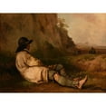 thumbnail image 2 of Jacques-Raymond Brascassat 14x12 Gold Ornate Wood Frame and Double Matted Museum Art Print Titled - Shepherd Resting Near a Rock (1838), 2 of 4
