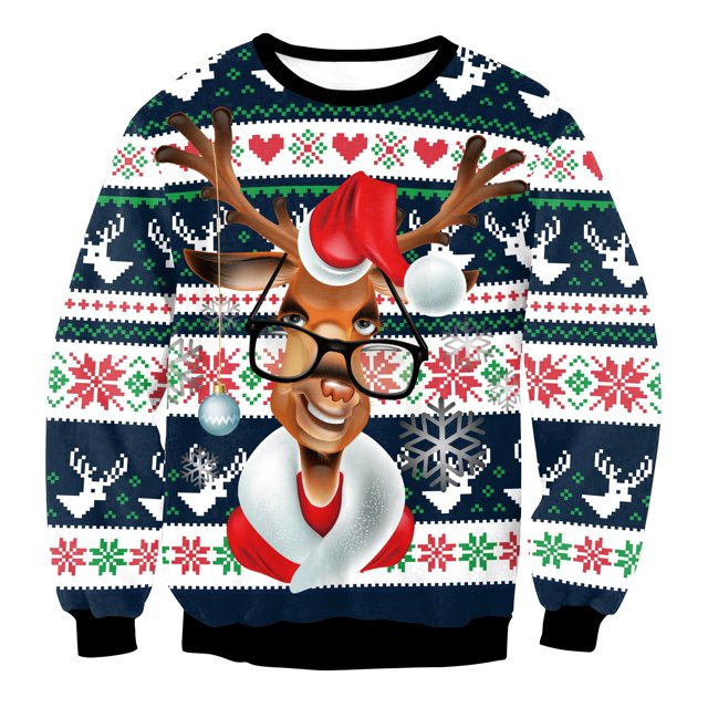 Jersey de cuello redondo para hombre, sudaderas con gráfico de animales, chándal feo de Navidad, ropa de calle de gran tamaño, traje de pareja, ropa masculina