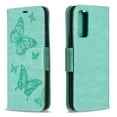 thumbnail image 3 of Allytech Galaxy S20 FE Case 5G, PU Leather Folio Flip Pretty Butterfly Embossed Hand Wrist Strap Foldling Kickstand Shockproof Cards Holder Wallet Case for Samsung Galalxy S20 FE 5G, Green, 3 of 5