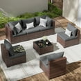thumbnail image 5 of ELPOSUN 7 Pieces Patio Furniture Set All Weather Outdoor Sectional Sofa, Outdoor Modern Sectional Furniture Wicker Couch with Glass Coffee Table, Thicken Gray Cushions, Water Resistant, 5 of 9
