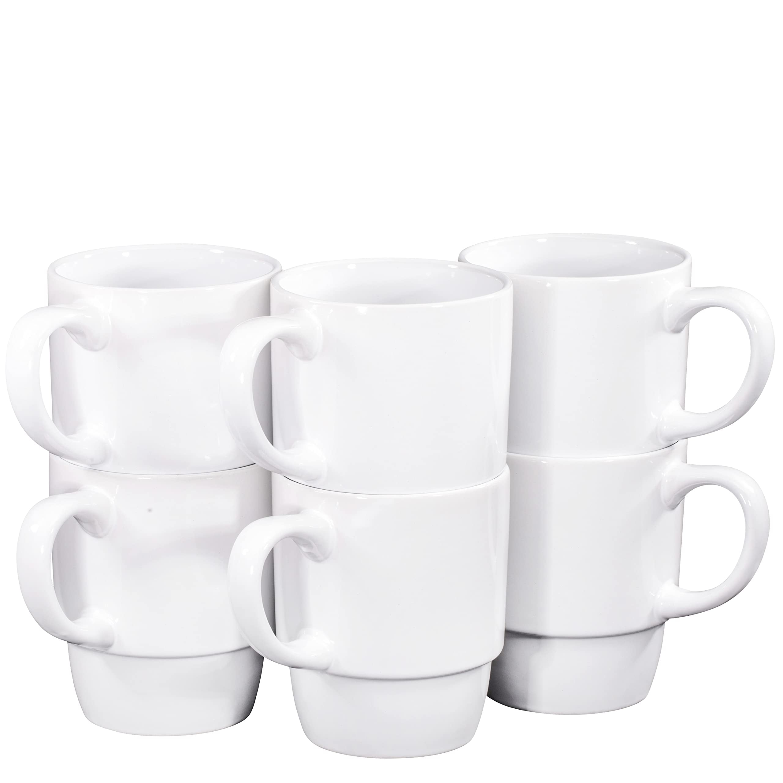 Sweese 10 Oz Stackable White Coffee Mug, Porcelain Coffee Mugs Sets of 6,  Coffee Cups with Handle fo…See more Sweese 10 Oz Stackable White Coffee  Mug