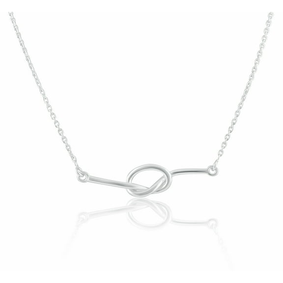 Sterling Silver Womens Love String Knot Charm Necklace