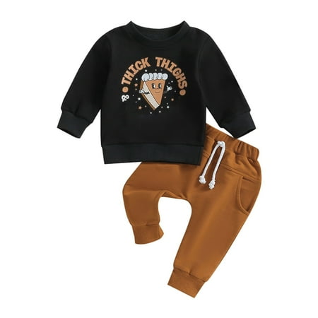

EnJoCho Kids Holiday Outfit Kid Boys and Girls Set Hallow-een Sweater Pants Set Sandwich Printed Long Sleeve Top+Solid Color Pants 2 Piece Set Little Child Trendy Clothing School Casual Home Wear