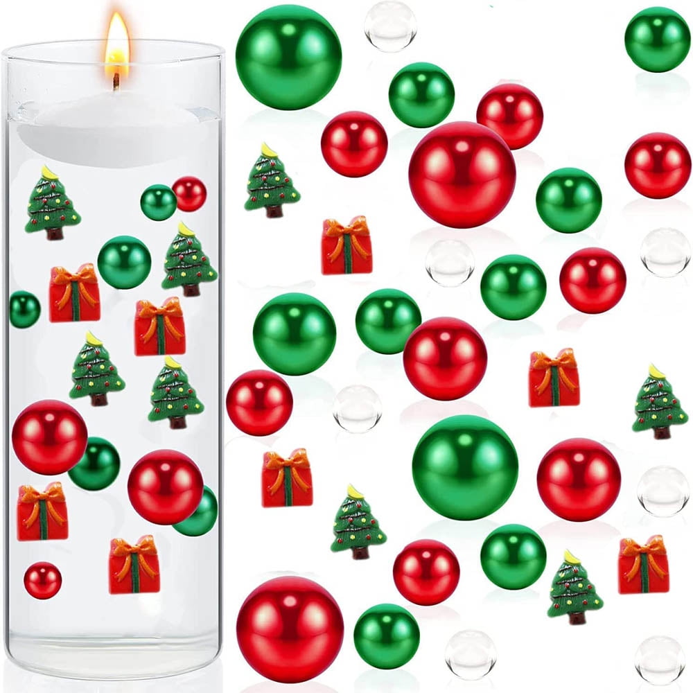 Luckynu Christmas Vase Filler Set, Floating Candy Pearls Water Beads for  Vases DIY, Flameless Floating Pearls Filler for Home Table Decor