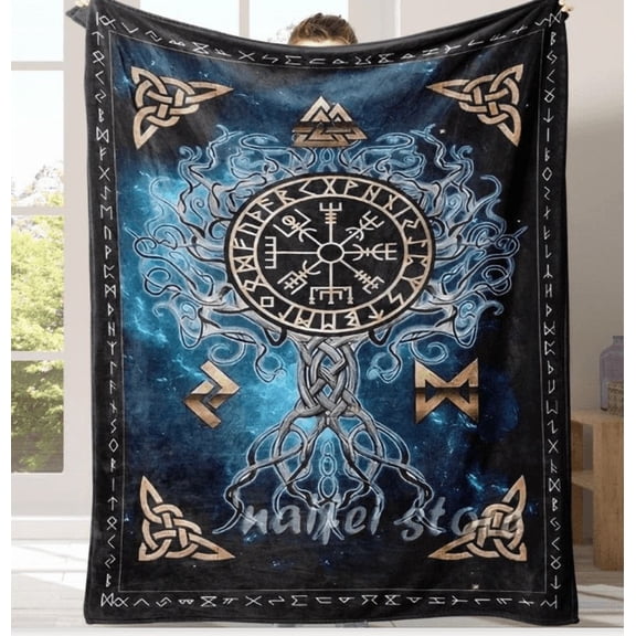 Viking Valhalla Pattern Blanket, Soft Warm Throw Blanket, Air-conditioned Room Blanket, Warm Nap Blanket for Home Office Travel Camping #TOP PICKS