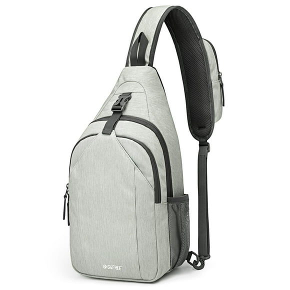Bolso Bandolera con Bloqueo RFID Mochila Cruzada Mochila de Día para Senderismo y Viajes (Gris Claro)