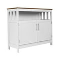 thumbnail image 2 of Emma + Oliver 40 Inch Buffet and Sideboard with Open Storage Shelf and Double Door Storage Cabinet in White with Walnut Finish Top, 2 of 15