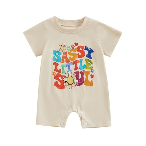 Bagilaanoe Newborn Baby Girl Boys Summer Jumpsuit Flower Letters Print Short Sleeve Bodysuit 3M 6M 12M 18M Infant Casual One Piece Romper
