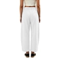 thumbnail image 5 of Womens Linen Barrel Pants 2026 Summer Baggy Drawstring Wide Leg Palazzo Beach Vacation Cropped Trousers with Pockets, M, 5 of 6