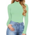 thumbnail image 2 of Women's Mock Turtle Neck Long Sleeve Tops Bodysuit Jumpsuit, 2 of 3
