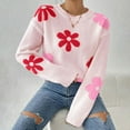 thumbnail image 2 of LOVZFMLL Sweaters for Women, Acrylic Crew Neck Fair Isle Pullover Floral Print Casual Fashion Loose Long Sleeve Tops Warm Fall Winter Clothes, 2 of 6