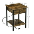 thumbnail image 4 of HOMCOM End Table with Wireless Charging Station, 2 USB Ports, Rustic Brown, 4 of 9