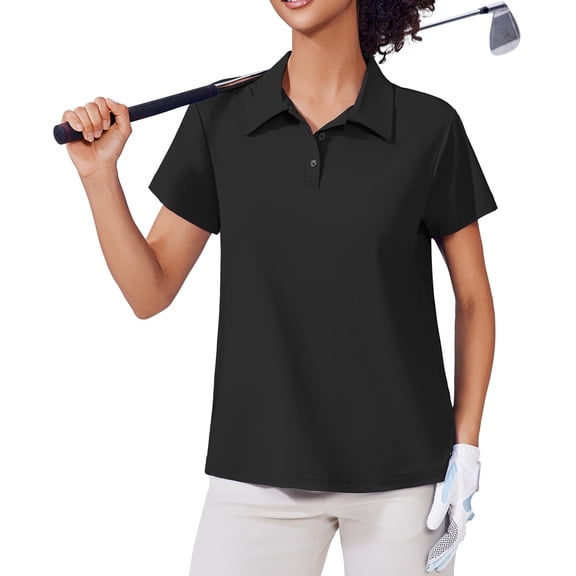 PINSPARK Women's Golf Polo Shirts Short Sleeve Tennis Shirt Moisture Wicking Athletic T Shirt UV Protection Collared Sport Tops