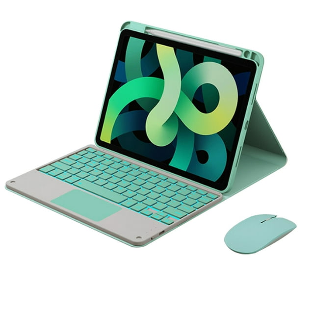 Case for iPad Air4 (10.9英寸)- Multiple Angle Viewing Folio Stand Cover with Pencil Holder,With Touch Keyboard and Bluetooth Mouse