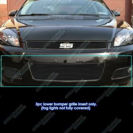 Fog Lamps Billet Grille - Fits 2006-2013 Chevy Impala Bumper With Fog light Show Black Billet Grille