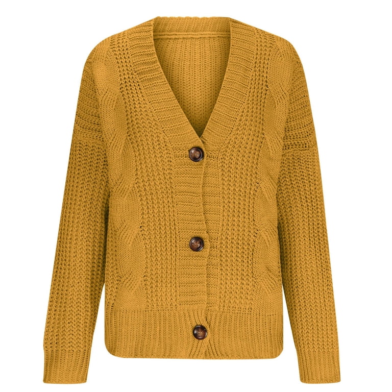 Simua Women's Knit Open Front Sweater Long Sleeve Button Loose