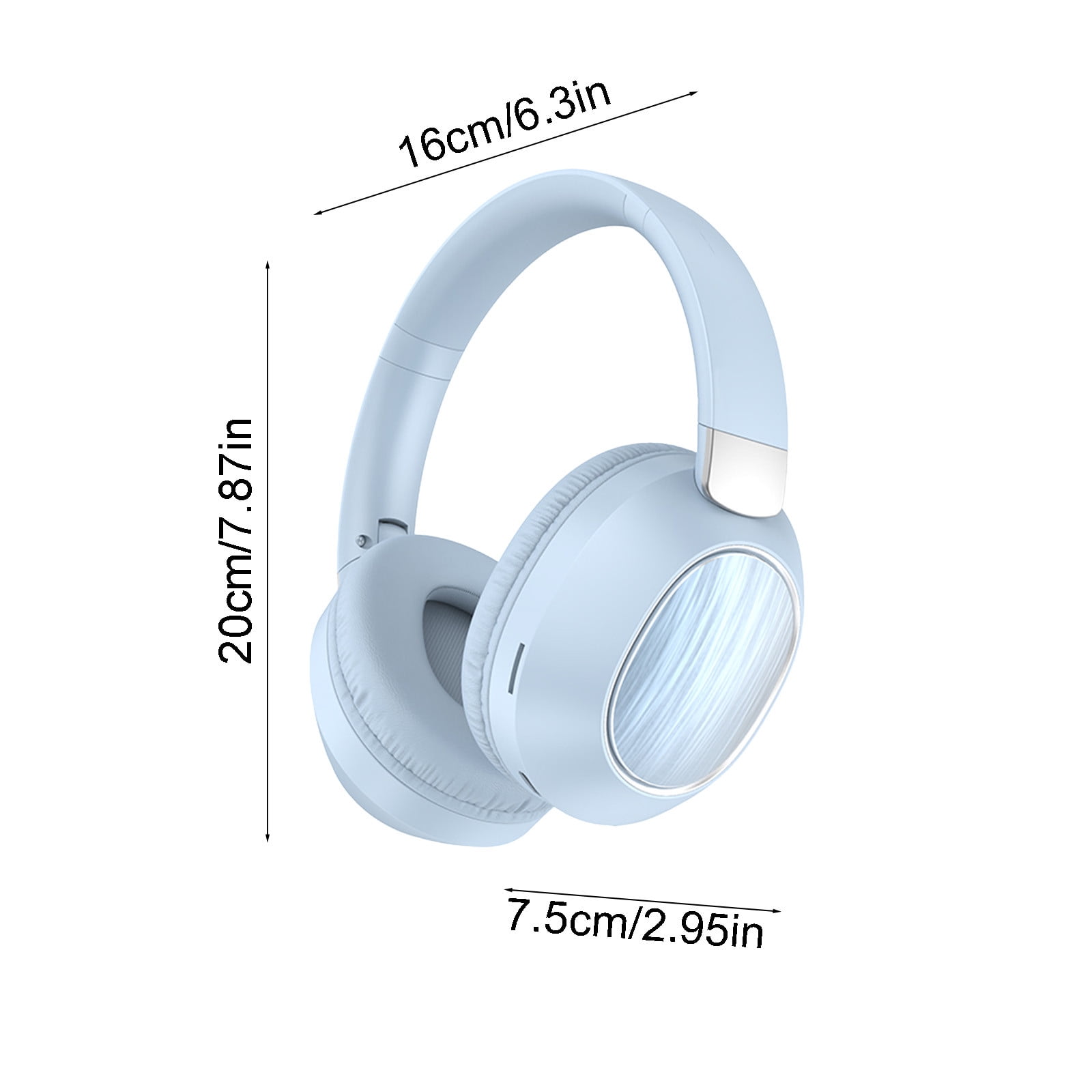 Light Blue Head Mounted Wired And Wireless Dual Mode Foldable Bluetooth Headphones With Soft Headband Low Latency High Battery 5.4 For Sports And Gaming Light Blue