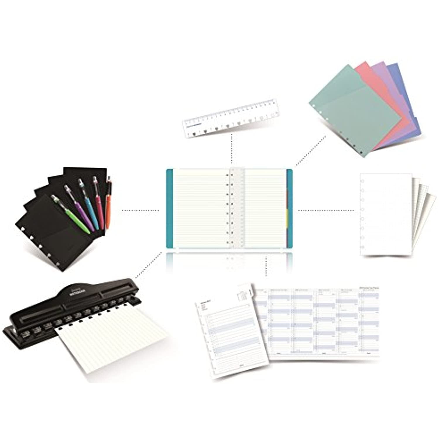 FILOFAX Refillable Pastel Notebook, A5 (8.25" x 5") Orchid - 112 Cream moveable pages - Index, pocket and page marker (B115054U)