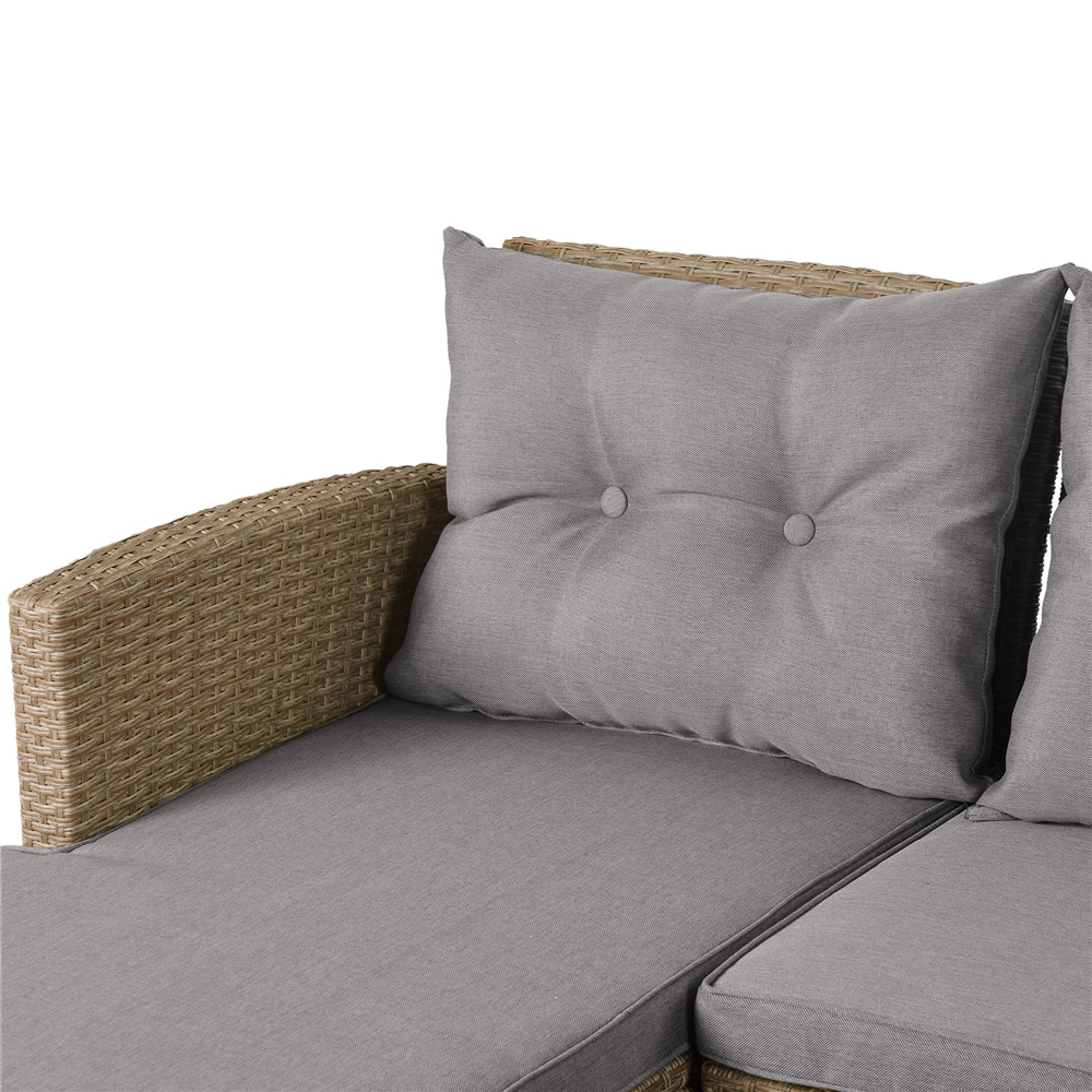 Patio Furniture Set Clearance, 4 Piece Patio Furniture Sets with Loveseat Sofa, Lounge Chair, Wicker Chair, Coffee Table, All-Weather Patio Sectional Sofa Set with Cushions for Backyard Garden Pool - image 4 of 11