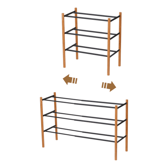 Yamazaki Home Expandable Shoe Rack, Black, Steel, Holds 12 to 16 shoes, Supports 19.8 pounds, Expandable