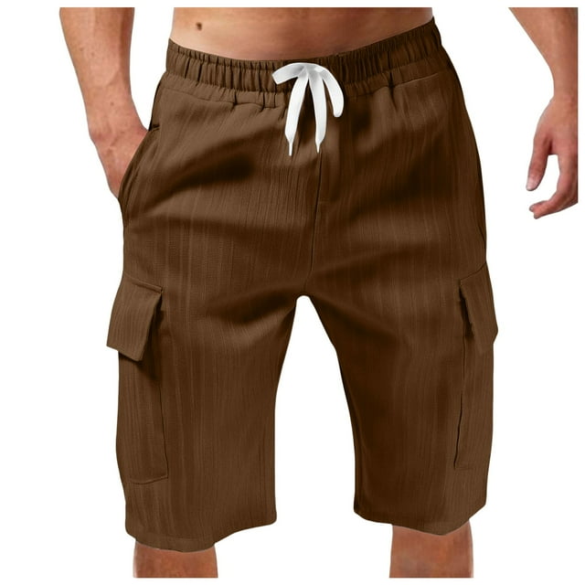 Ramiter Basketball Shorts Men's Straight FitTwill Shorts with Stretch Brown,L